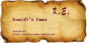 Komlós Emma névjegykártya